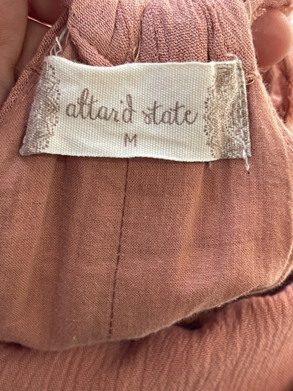 Altar’d State Boho Peach Maxi SunDress Strappy Lace Hem Coastal Resort Flowy Md - Picture 13 of 14